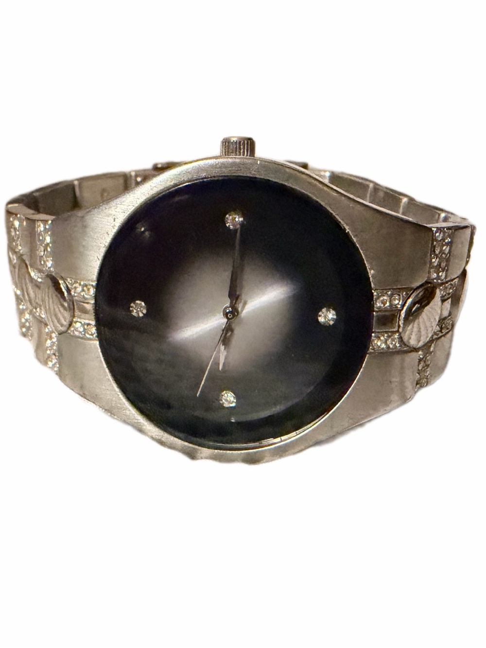 Men’s Allude Stainless Steel Watch with Crystal Hour Markers/Band Detail